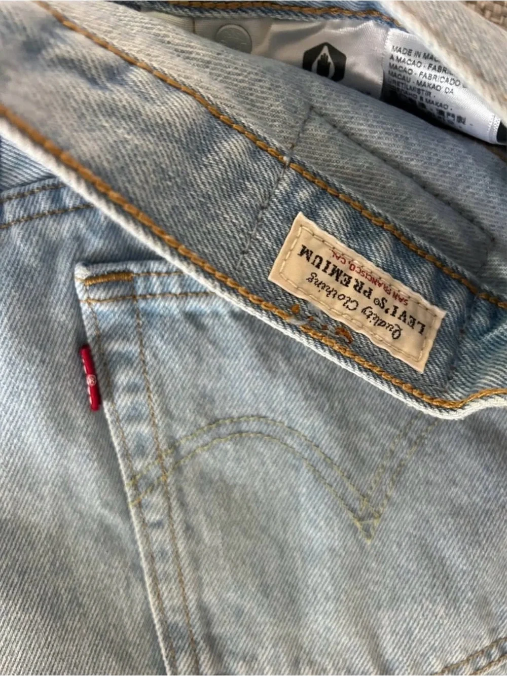 Levi's Light Blue Distressed Denim Shorts